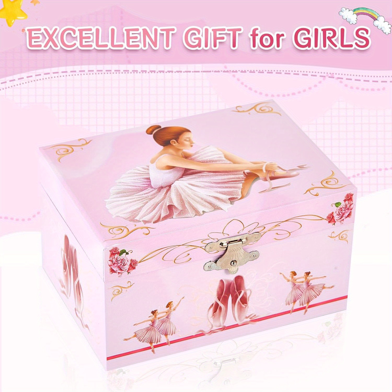 Ballet Jewelry Box, Pink Music Box, Elegant Gift